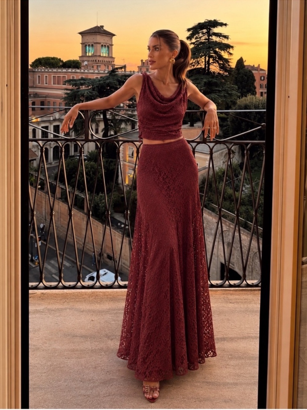NEW 2 PC SET CAMILA COELHO LACE BURGUNDY MAXI SKIRT AND TOP S and M
🚨FINAL PRICE
